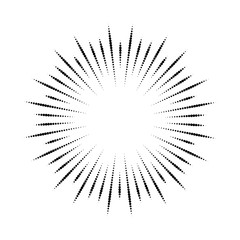 Naklejka premium Halftone effect illustration. Black dots on white background. Black and white Sunburst background. Abstract dotted background.