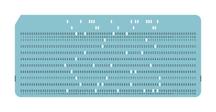 Punched card. Vintage computer data storage. Vector