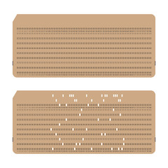 Punched and not punched cards. Vintage computer data storage. Vector
