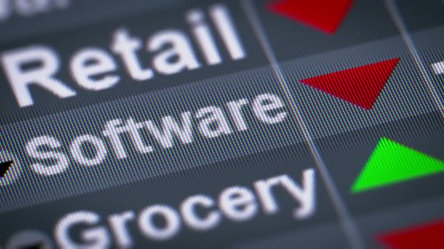 Software index on the screen. Down. Looping.