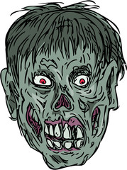 Zombie Skull Head Drawing