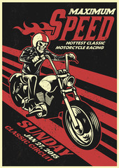 Fototapeta premium motorbike racing event poster in vintage and dirty texture
