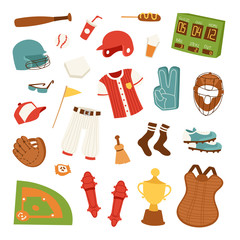 Cartoon baseball icons vector