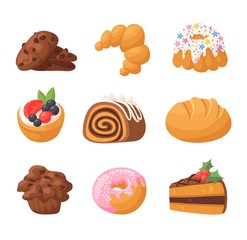 Cookie cakes isolated vector.