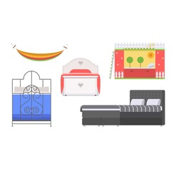 Obraz premium Vector bed icon set.