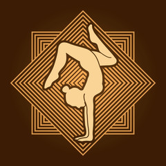 Yoga pose designed on line square background graphic vector.