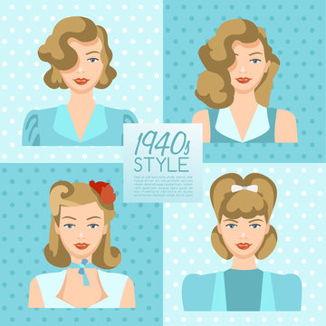 1940s Vintage Hairstyle : Vector Illustration
