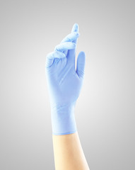 light blue medical gloves textured on the fingers