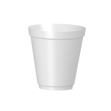 White plastic cup of coffee. Isolated on white background. Vector illustration
