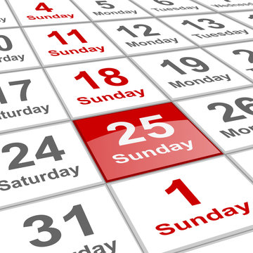 planning calendar sunday 25