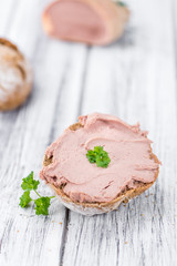 Liverwurst Sandwich (selective focus)