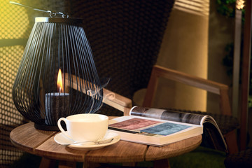 candle on the coffee table