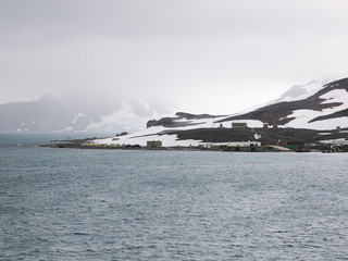 Comandante Ferraz Antarctic Station located in Admiralty Bay, King George Island, near the tip of...