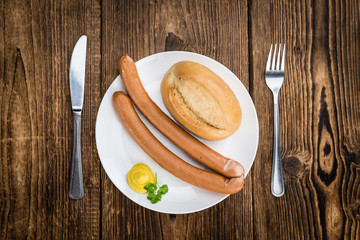 Sausages (Frankfurter) (selective focus, close-up shot)