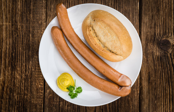 Sausages (Frankfurter) (selective focus, close-up shot)
