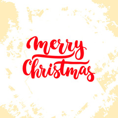 Merry Christmas - lettering Christmas and New Year holiday calligraphy phrase isolated on the background. Fun brush ink typography for photo overlays, t-shirt print, flyer, poster design.