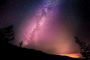 Milky Way from the top of the Carpathian Mountains near Sibiu, Romania. - 129403060