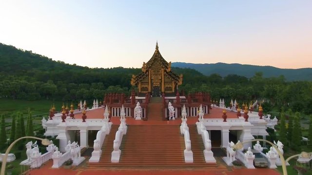 Aerial Views at Royal Park Rajapruek or Royal Flora Ratchaphruek Chiang Mai, Thailand.