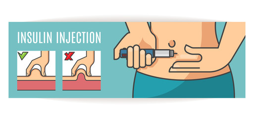 Banner about life whith diabetes. Rules of insulin injection