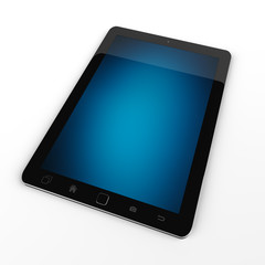 Modern digital black tablet on white background 3D rendering