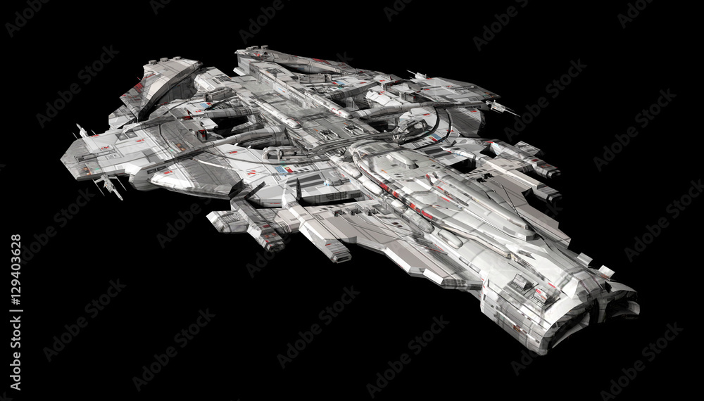 Wall mural spaceship spaceship isolated on a black background