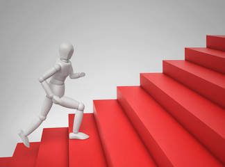 3D person running up the stairs