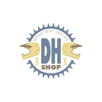 Logo Bicycle shop, service, rent, repair bike for downhill (DH).