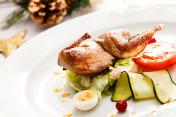 quail with fresh vegetables