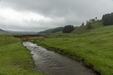 Stream on a meadow in the mountains