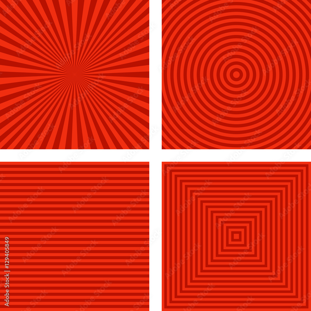 Poster simple red striped pattern background set