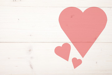 Illustration of red heart on wooden background