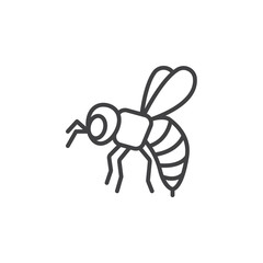 Bee, wasp line icon, outline vector sign, linear pictogram isolated on white. Symbol, logo illustration