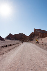 Fototapeta na wymiar The amphitheater in Moon Valle near San Pedro de Atacama, Chile