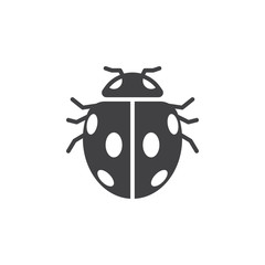 Insect, ladybird beetle icon vector, filled flat sign, solid pictogram isolated on white. Symbol, logo illustration