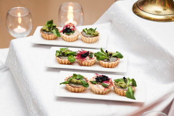 delicious appetizers on a table in a restaurant
