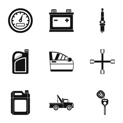 Renovation for machine icons set. Simple illustration of 9 renovation for machine vector icons for web