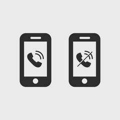Phone Call Icons with mobile gadget. Vector, eps, gray colors.
