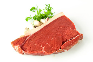 Slide fresh sirloin beef preparation for cooking