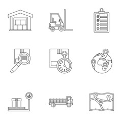 Cargo packing icons set. Outline illustration of 9 cargo packing vector icons for web