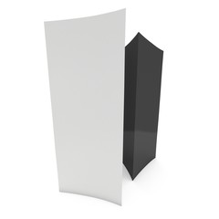 Blank paper triangle tent cards. 3d render illustration isolated. Table cards mock up on white background.