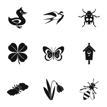 Tending garden icons set. Simple illustration of 9 tending garden vector icons for web
