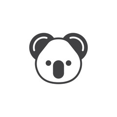 Koala head icon vector, filled flat sign, solid pictogram isolated on white. Symbol, logo illustration