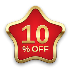 Obraz premium 10% off golden badge, vector 