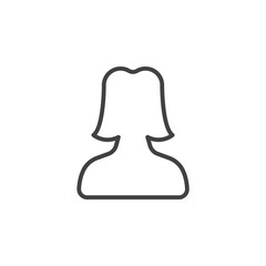 Fototapeta premium User account female line icon, outline vector sign, linear pictogram isolated on white. Symbol, logo illustration