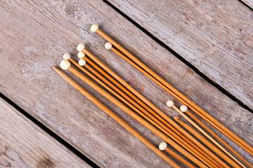 Many different needles and crochet hooks.