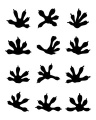 Black silhouettes of traces of lizards, vector