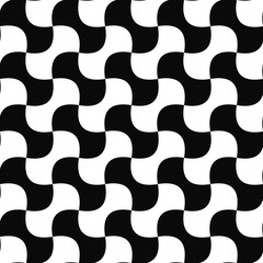 Seamless black white curved shape pattern