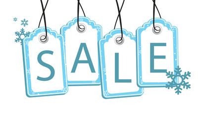 Winter Sale Labels blue Snowflakes