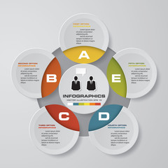 Abstract 5 steps infographis elements.Vector illustration.