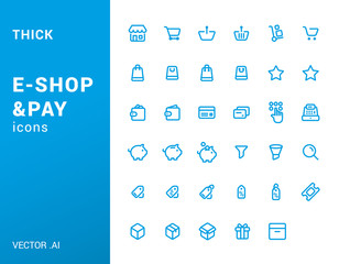 Pack of thick e-commerce icons